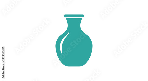 Teal Ceramic Vase with Handle Illustration.