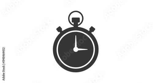 Black Stopwatch Icon with White Details.