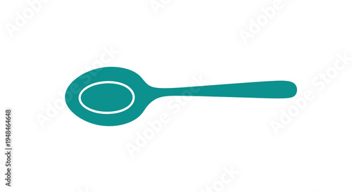 Green Plastic Spoon on White Background.