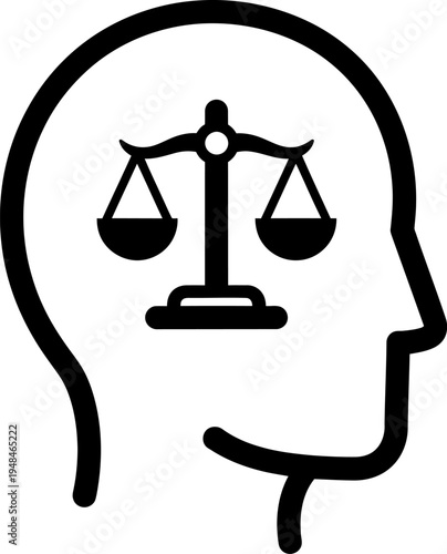 Ethics and Moral Decision Making Concept, Human Head with Justice Scale Symbol, Law and Integrity Mental Process Vector Illustration