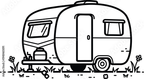 Spring bank holiday caravan getaway illustration