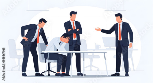 Businessmen discussing in office meeting room.