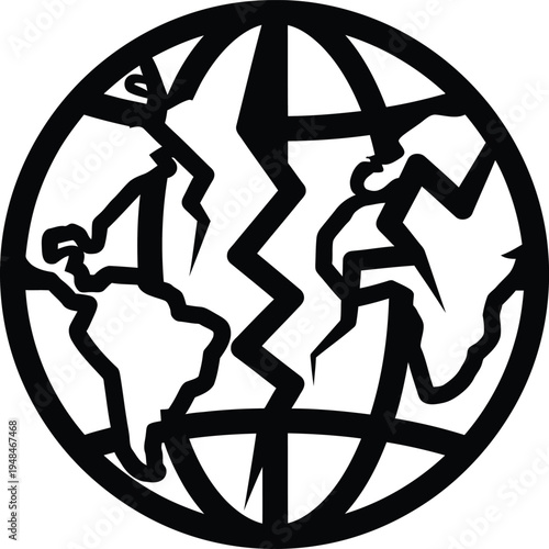 Cracked earth globe symbol