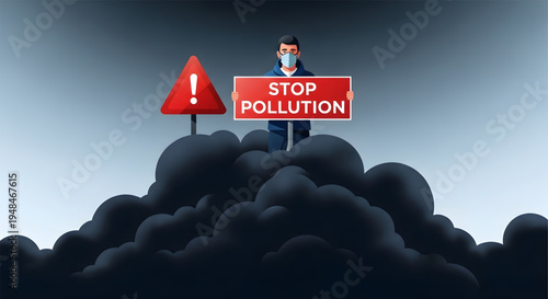 Stop Pollution Environmental Awareness Sign.