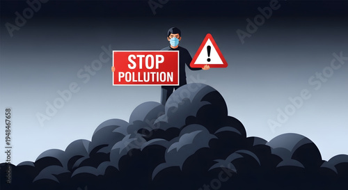 Stop Pollution Environmental Awareness Signs.