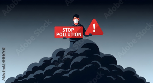Stop pollution environmental warning sign.
