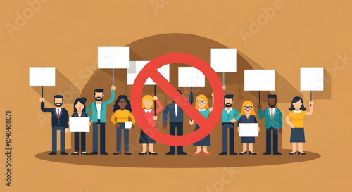 Diverse group protesting with signs.