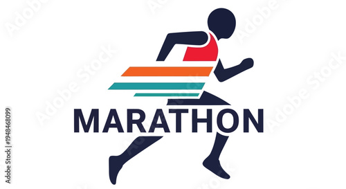 A stylized graphic of a runner with a speed trail and the word marathon