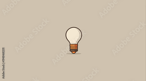 A simple, cartoon illustration of a light bulb. Background is a solid, neutral color
