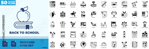 Back To School Duotone Editable Icons set