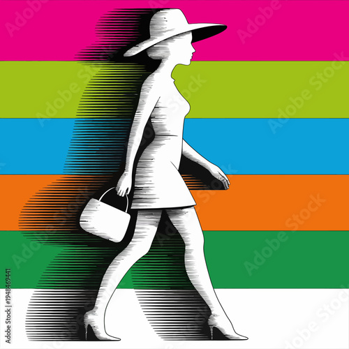 Woman Wearing a Stylish Wide Brimmed Hat.