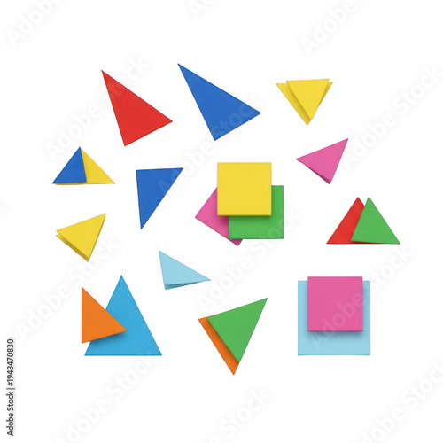 Colorful geometric shapes arranged in a scattered pattern on a plain background Free Download Colorful geometric shapes arranged in a scattered pattern on a plain background - GFXLoad