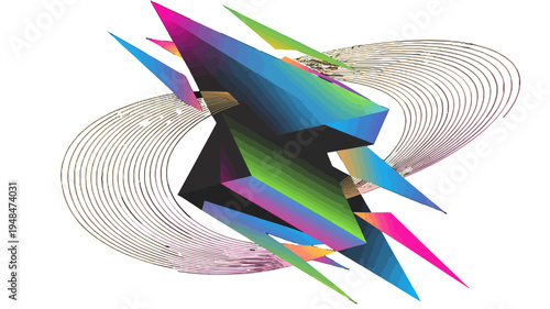 Colorful abstract geometric shapes composition.