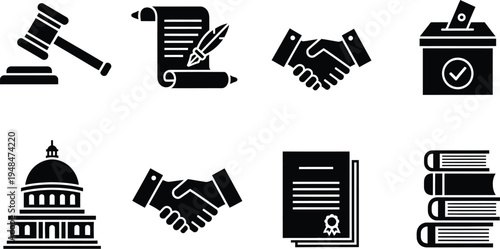 Constitution day icons symbols of law government and democracy