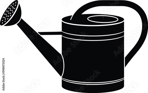 Garden watering can icon, gardening irrigation tool silhouette, plant care equipment symbol for agriculture and home garden vector illustration