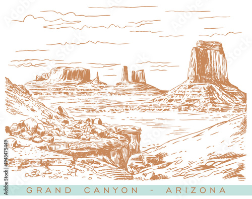 The immensity of the Grand Canyon captured by hand. Lines and shadows translate the force of time and the arid beauty of this landscape. A tribute to the grandeur of the Earth.