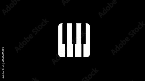 A simple, minimalist logo design of a keyboard in white against a stark, black background