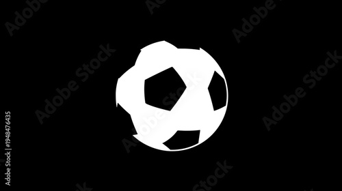 Stylized, high-contrast digital illustration of a soccer ball against a deep black background