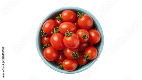 Photos Fresh vibrant red cherry tomatoes with green stems, perfectly arranged in a ligh