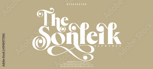 The Sonleik Elegant alphabet letters font and number. Classic Lettering Minimal Fashion Design. Typography modern serif fonts decorative vintage concept. vector illustration