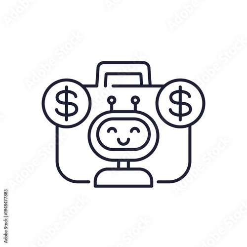 AI investing line icon with financial portfolio