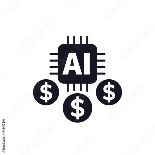 AI investment icon, artificial intelligence and financial markets