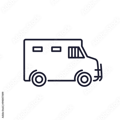 Armored truck line icon on white