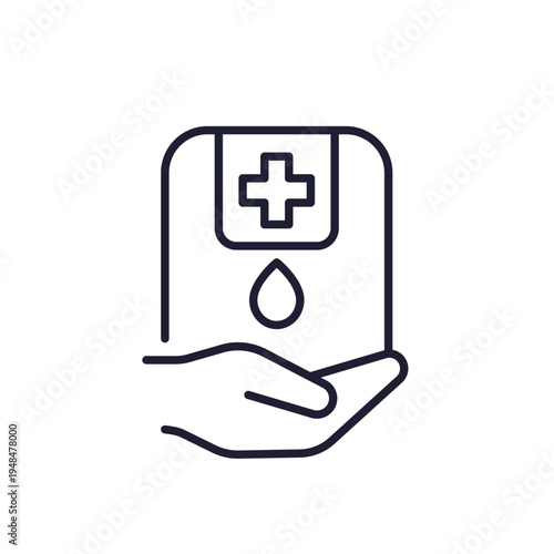 Hand sanitizer dispenser line icon