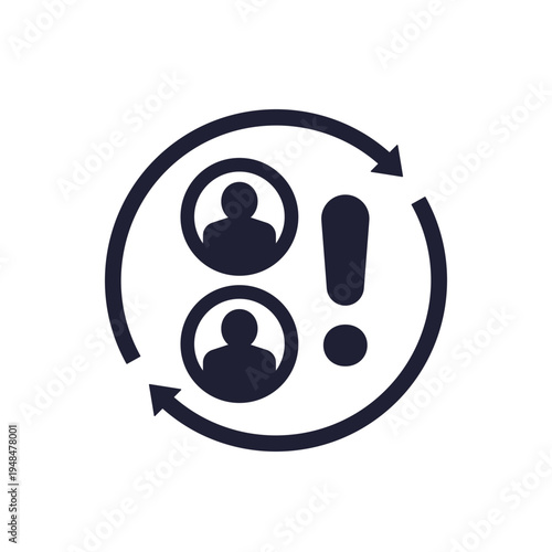 high employee turnover icon with workers