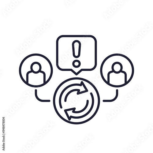 high employee turnover line icon with workers