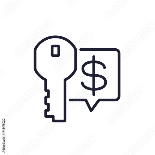 Key money icon, rent payment line design