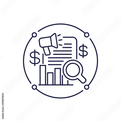 marketing data icon in line design