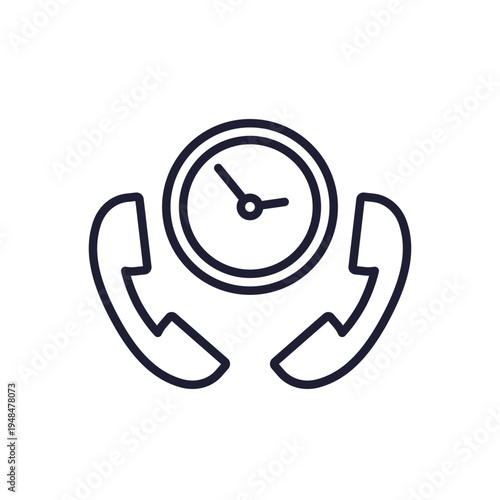 phone call duration line icon on white