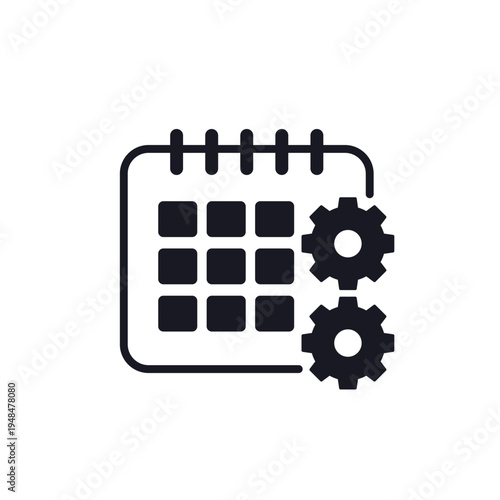 production schedule icon with calendar and gears