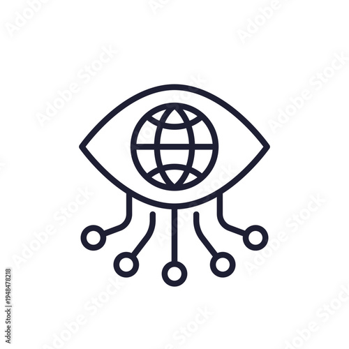 web monitoring icon, internet privacy line design