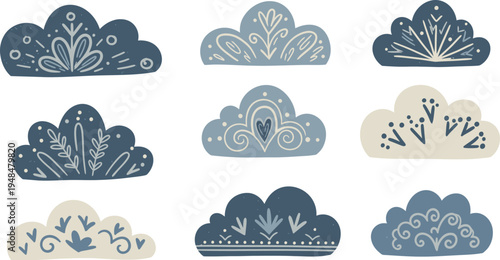 Collection of eight uniquely shaped ceramic or porcelain decorative items or sculptures with various designs on a white background