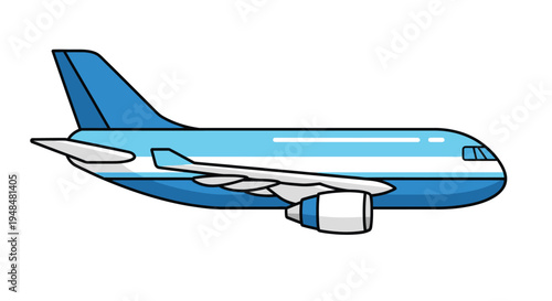 Stylized Light Blue Airplane Side View for Global Travel and Aviation Concepts