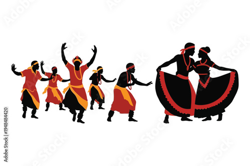 People dancing in traditional african attire