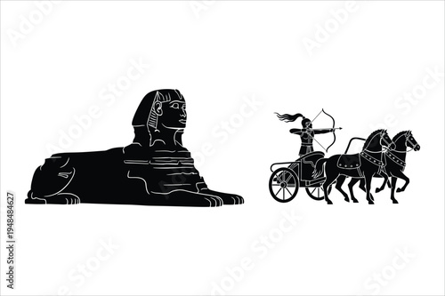 Egyptian sphinx and chariot archer