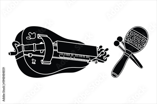 Foto Hurdy-gurdy and maracas vector icons