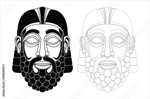 Ancient bearded face icons