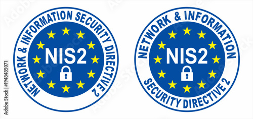 Konstfotografi NIS2 Directive Compliance Badge Vector – EU Network and Information Security Dir