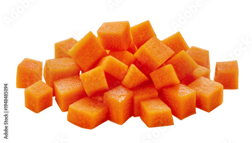 Принти на полотні A vibrant pile of fresh orange diced carrots, healthy nutritious vegetable cubes