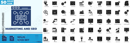 Marketing And SEO Solid Editable Icons set