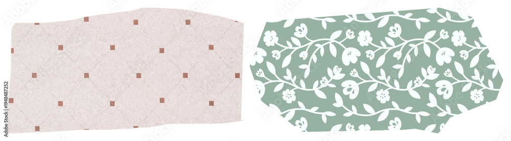 Obraz premium PNG Floral and geometric pattern design element set on transparent background