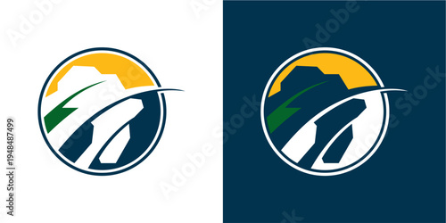 Slika na platnu A vibrant and modern circular logo design showcasing the stylized African continent with flowing white lines representing paths or global connections