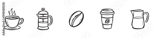 Coffee and beverages icons set
