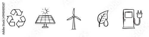 Green energy and ecology icons set
