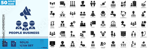 People Business Solid Editable Icons set