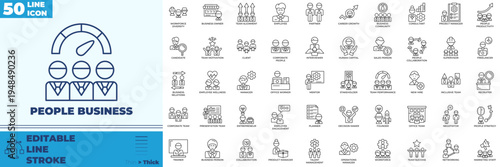 People Business Line Editable Icons set
